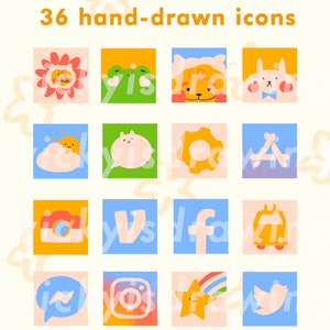 Zestaw ikon aplikacji Cute Animals iOS 14 i Android zdjęcie 4