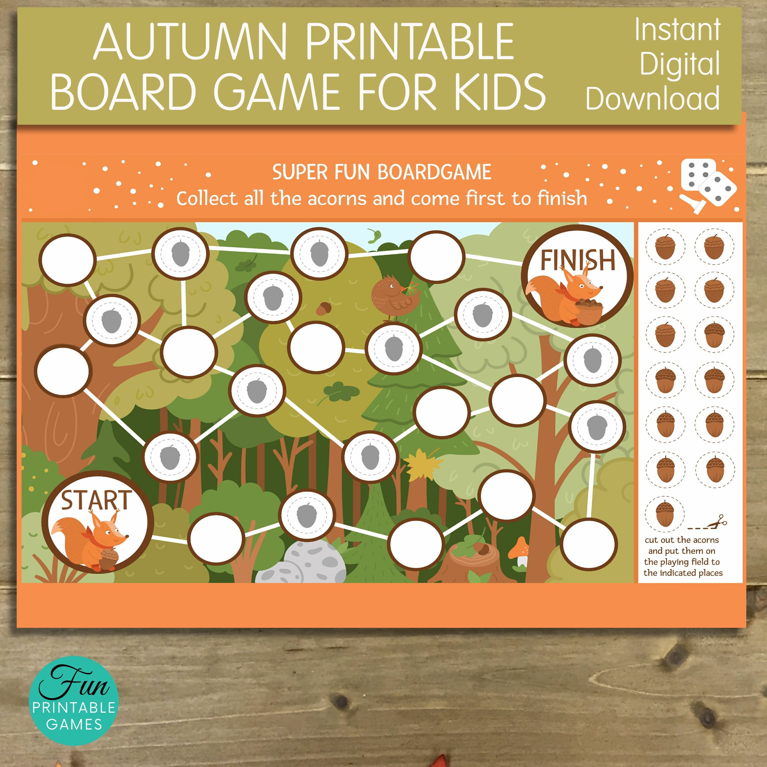 autumn printable board game for kids printable game board etsy
