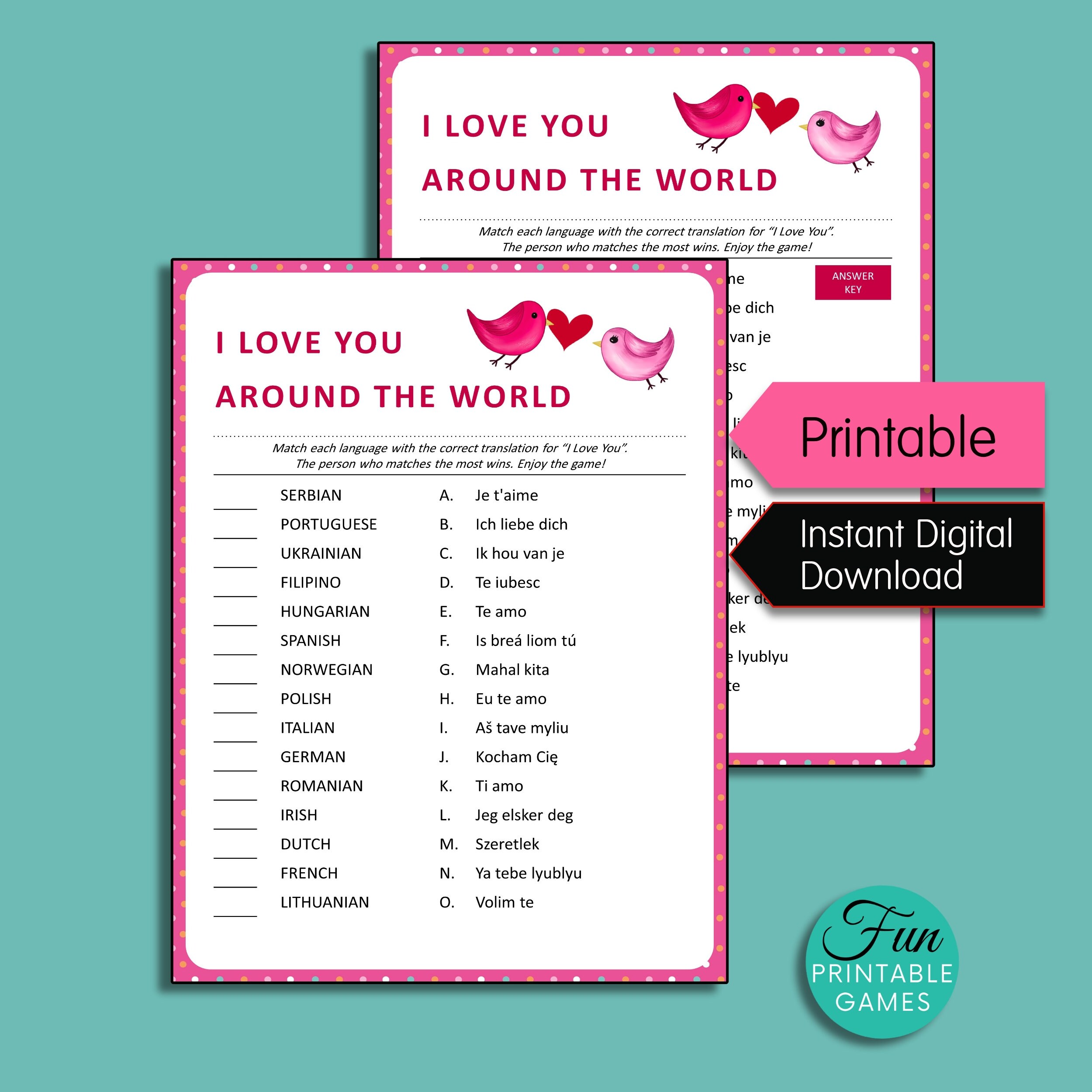 Valentine's Day Games Pack, 7 Valentines Party Games, Answer Key ...
