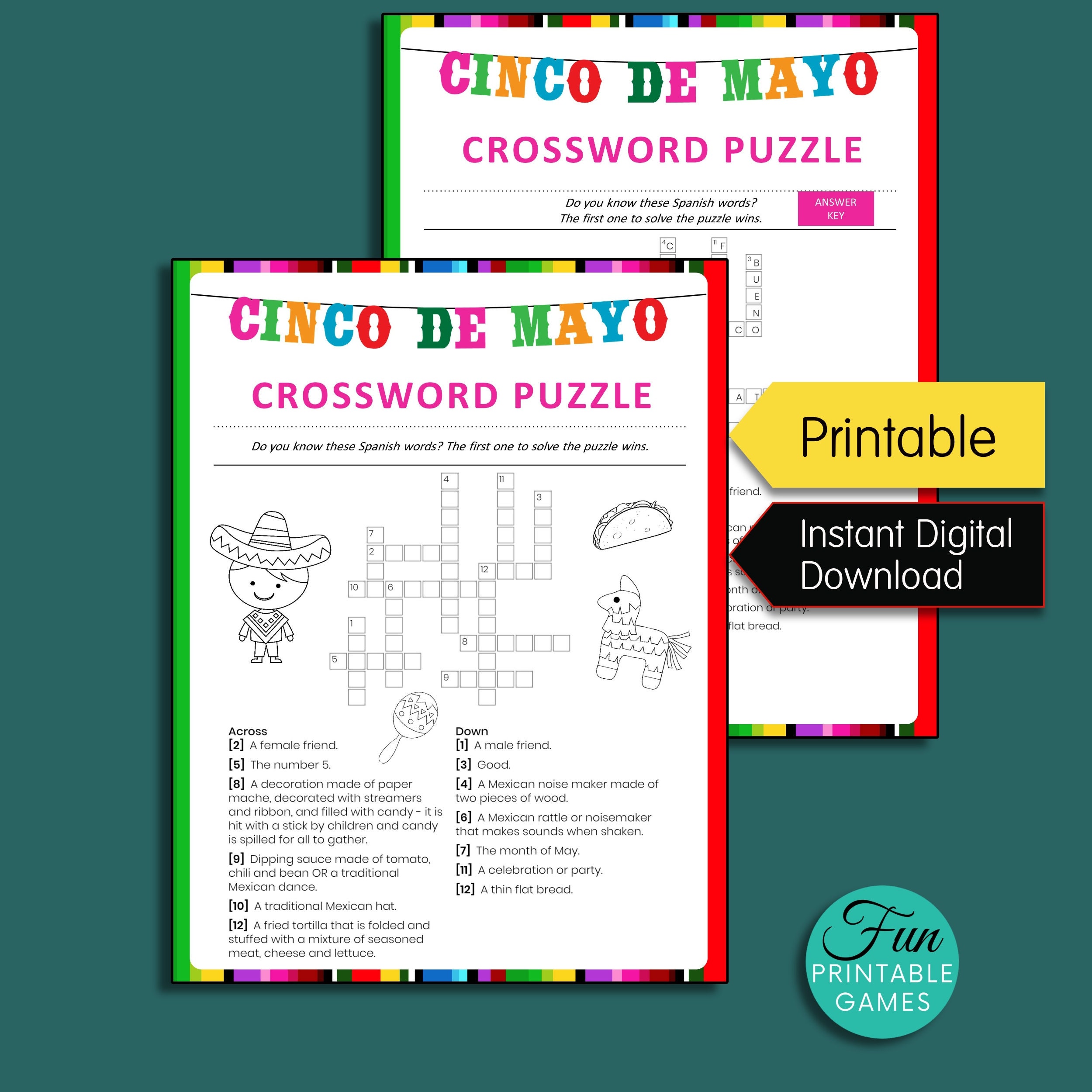 Cinco De Mayo Crossword Puzzle Printable Cinco De Mayo Game Spanish