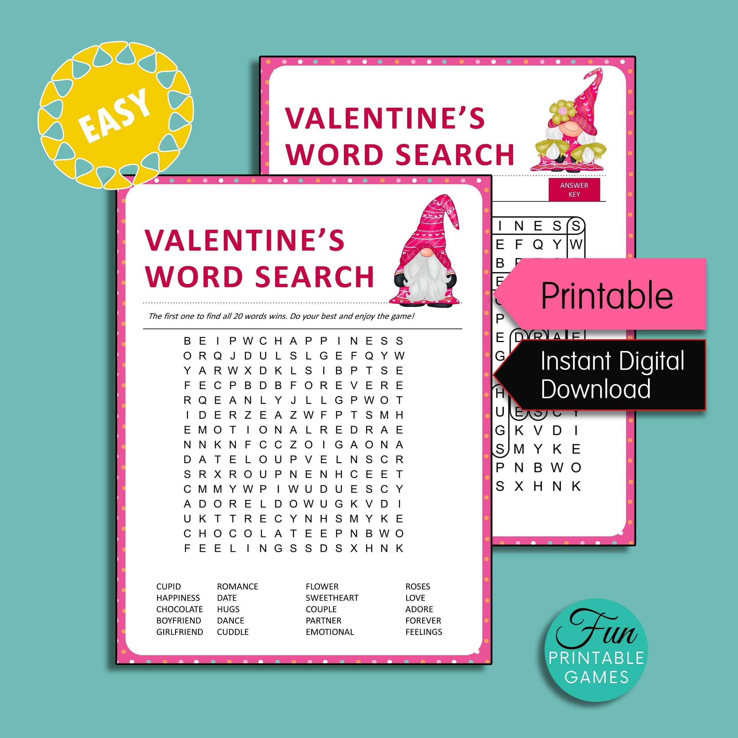 Valentine's Day Games Pack, 7 Valentines Party Games, Answer Key ...