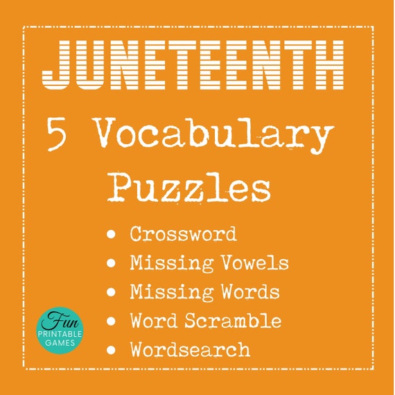 juneteenth games for kids vocabulary puzzles word search etsy