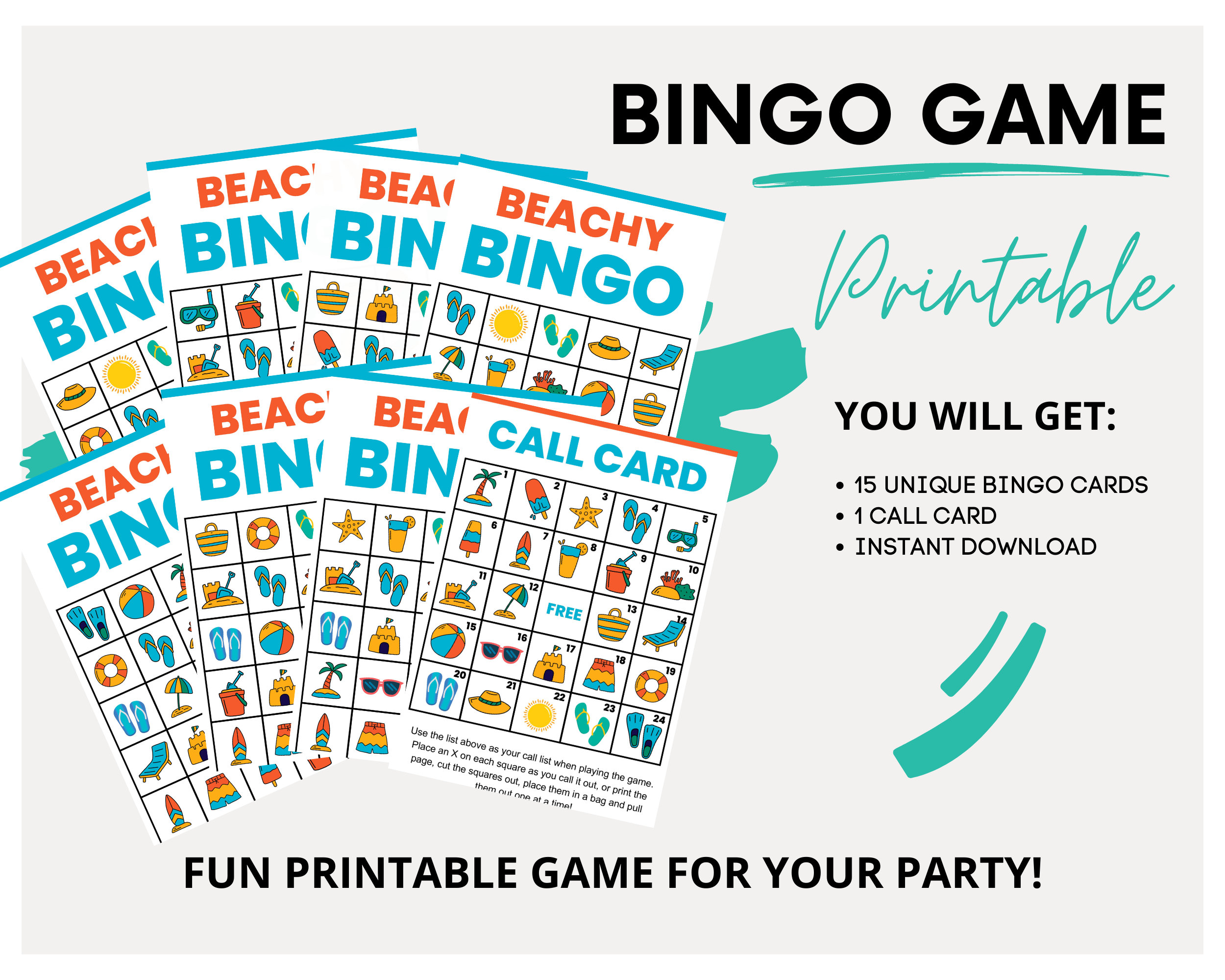 Beach Bingo Game Beach Bingo Game Printable