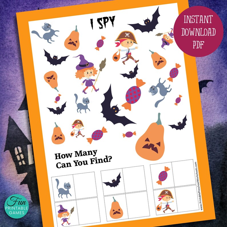  Halloween Printable Games Bundle, Halloween Games for Kids, Halloween Motiv 