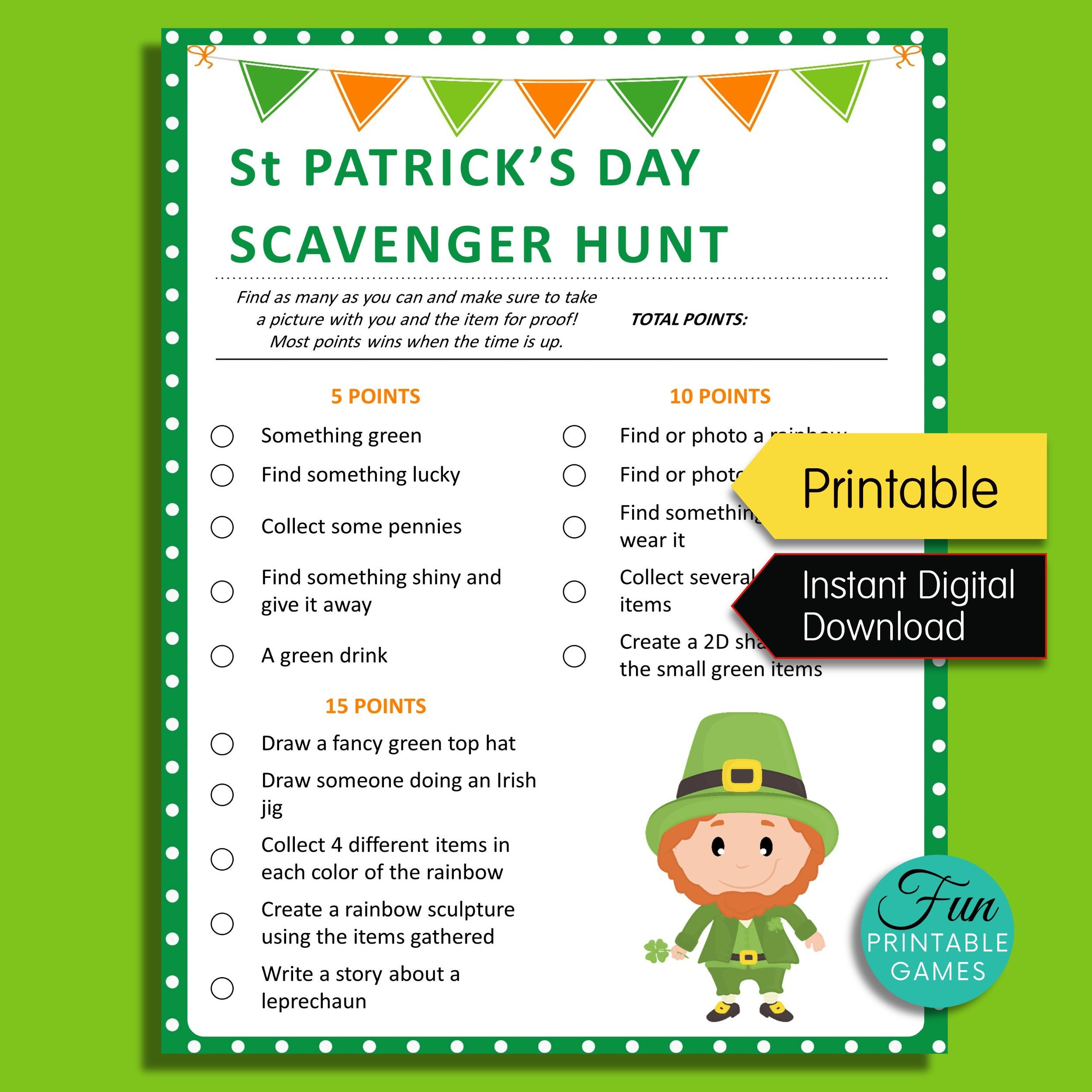 St Patricks Day Scavenger Hunt Printable St Patricks Day - Etsy Schweiz