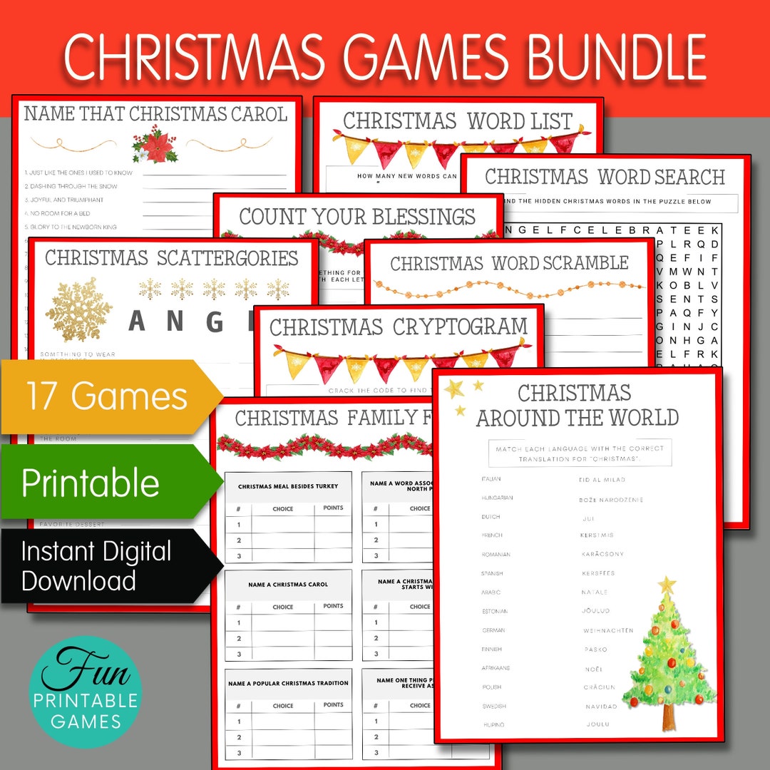 Christmas Games Printable Bundle, 17 Christmas Party Games With Answers ...