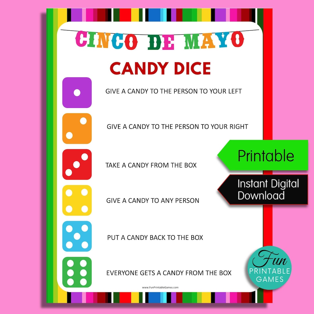 Cinco De Mayo Candy Dice Game Printable, Cinco De Mayo Game for Kids