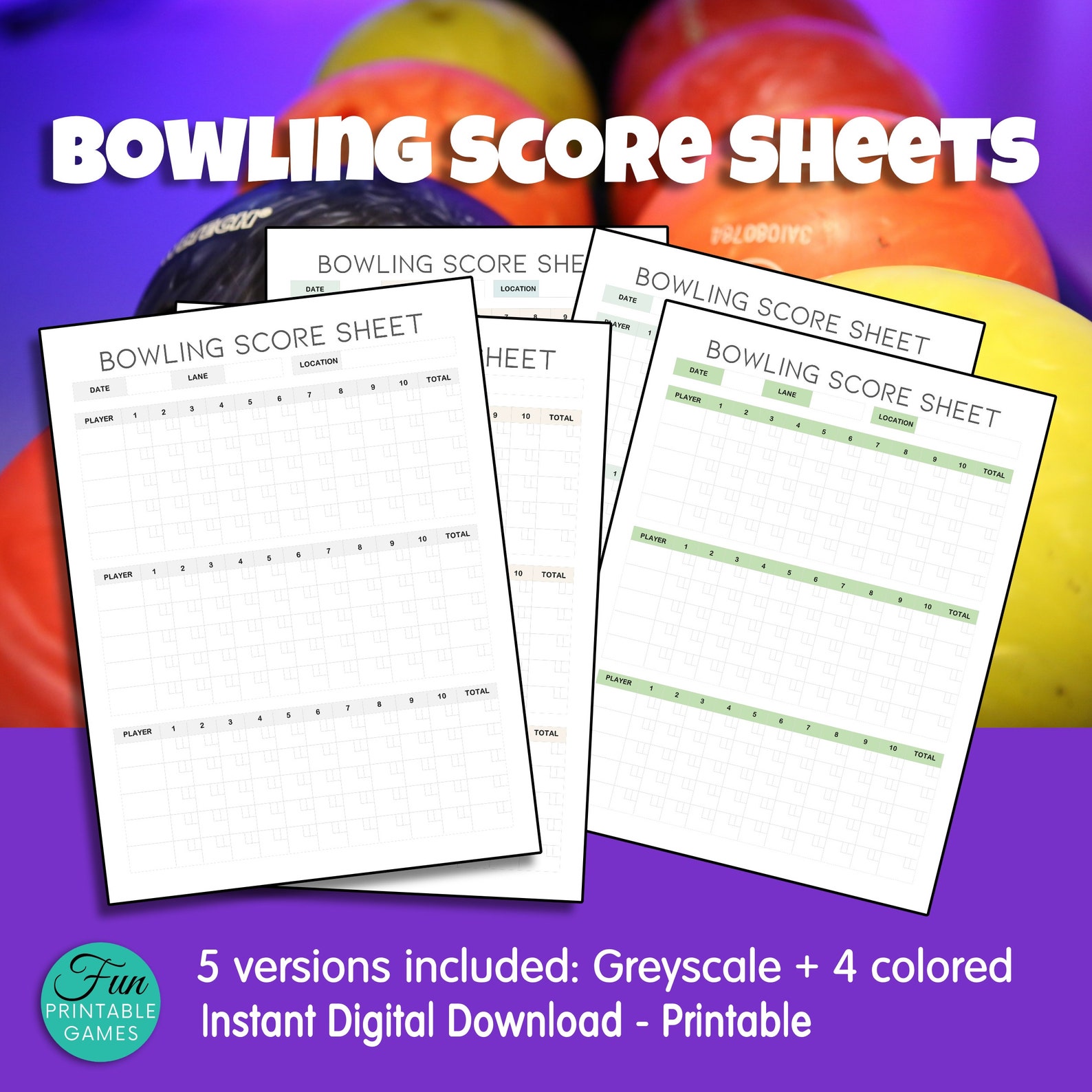 Bowling Score Sheets Printable Bowling Score Keeper Template for Teams