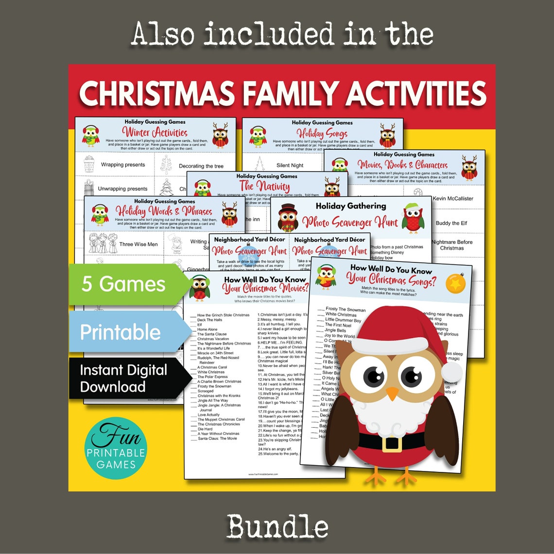 Christmas Movie Quotes Quiz Printable Game With Answer, Christmas Movies Trivia, Christmas