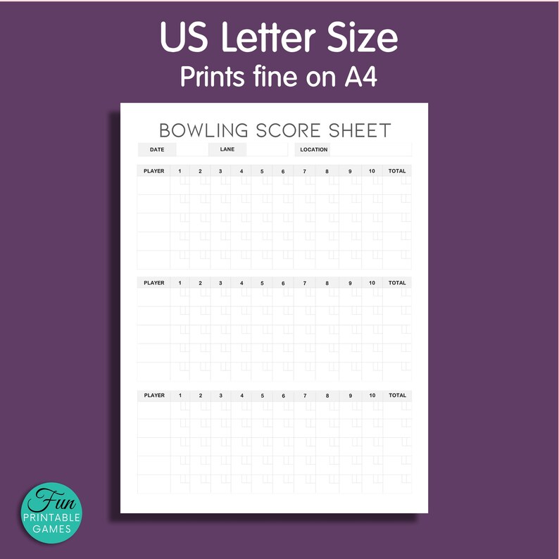 Bowling Score Sheets, Printable Bowling Score Keeper Template for Teams
