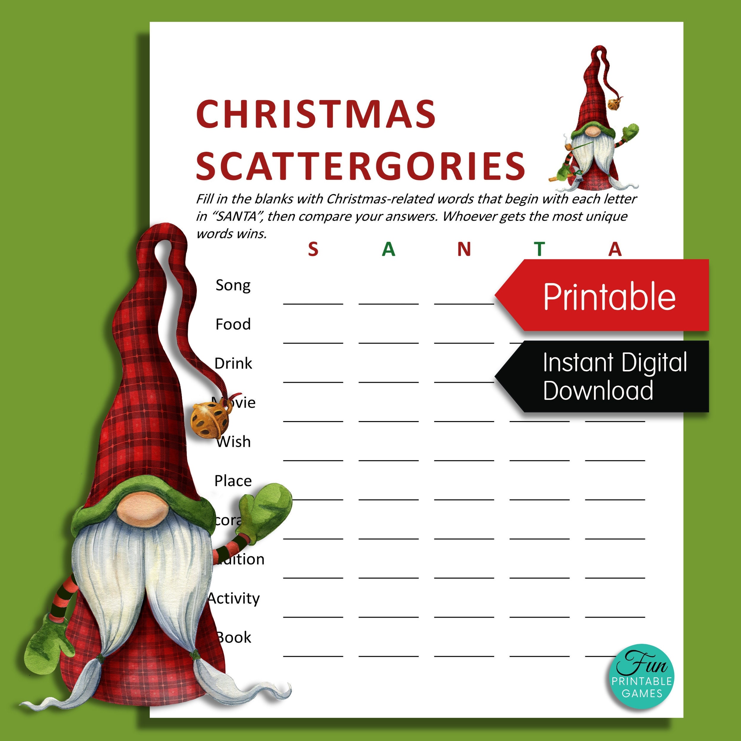 christmas scattergories list printable christmas scattergories list printable