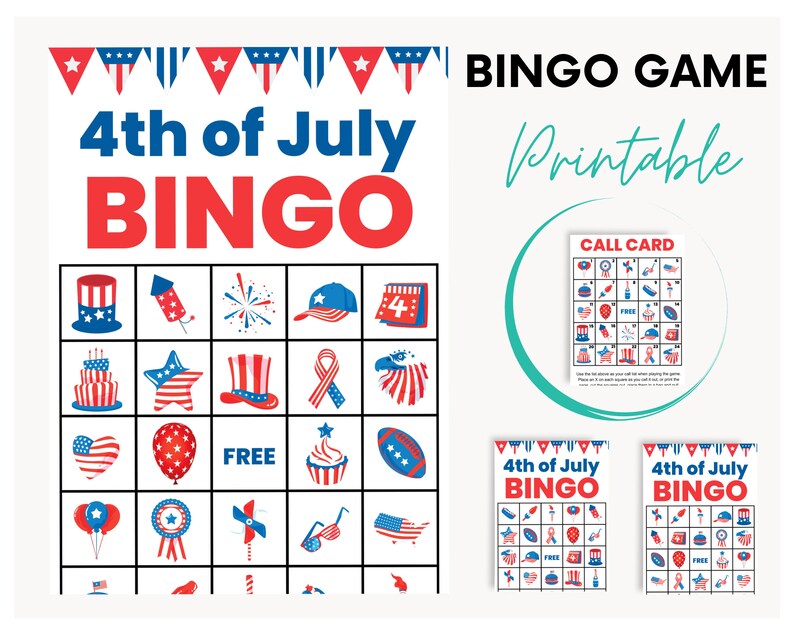 Printable 4th Of July Kids Bingo Cards