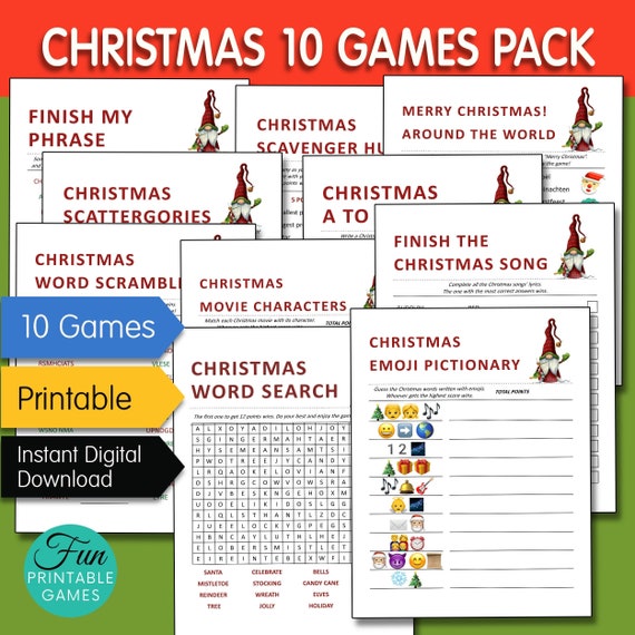 Christmas Games Printable Pack 10 Christmas Party Games With | Etsy