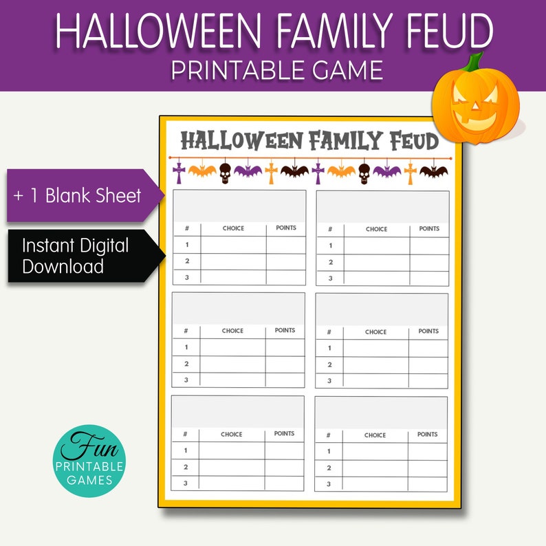 Halloween Family Feud Printable Game Printable Halloween - Etsy