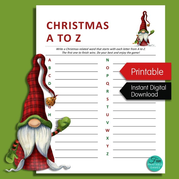 christmas a to z word game printable christmas dinner party etsy