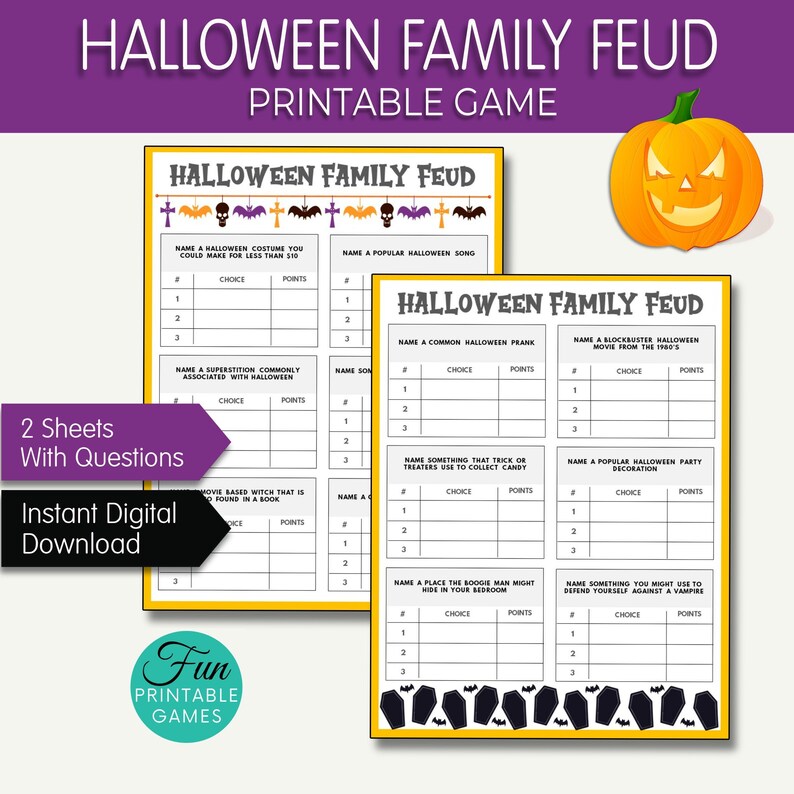 Halloween Family Feud Printable Game Printable Halloween - Etsy