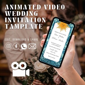 Azulejos Animated Wedding Invitation, Wedding Invitation Digital, Evitation Template, Wedding Ecard, iPhone Invitation, Smartphone Invite
