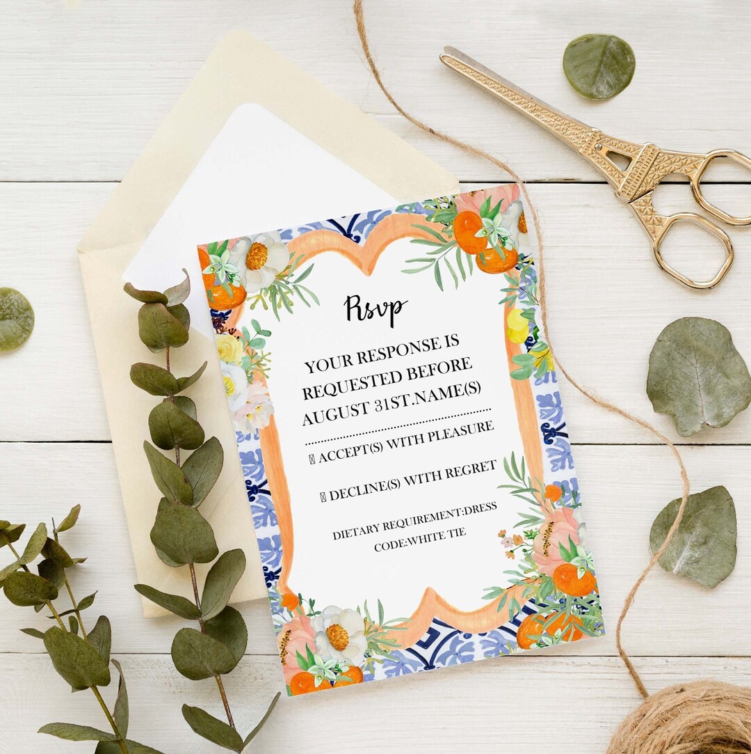 Fruits and Flowers Wedding Invitation Evite, Digital Template (instant ...