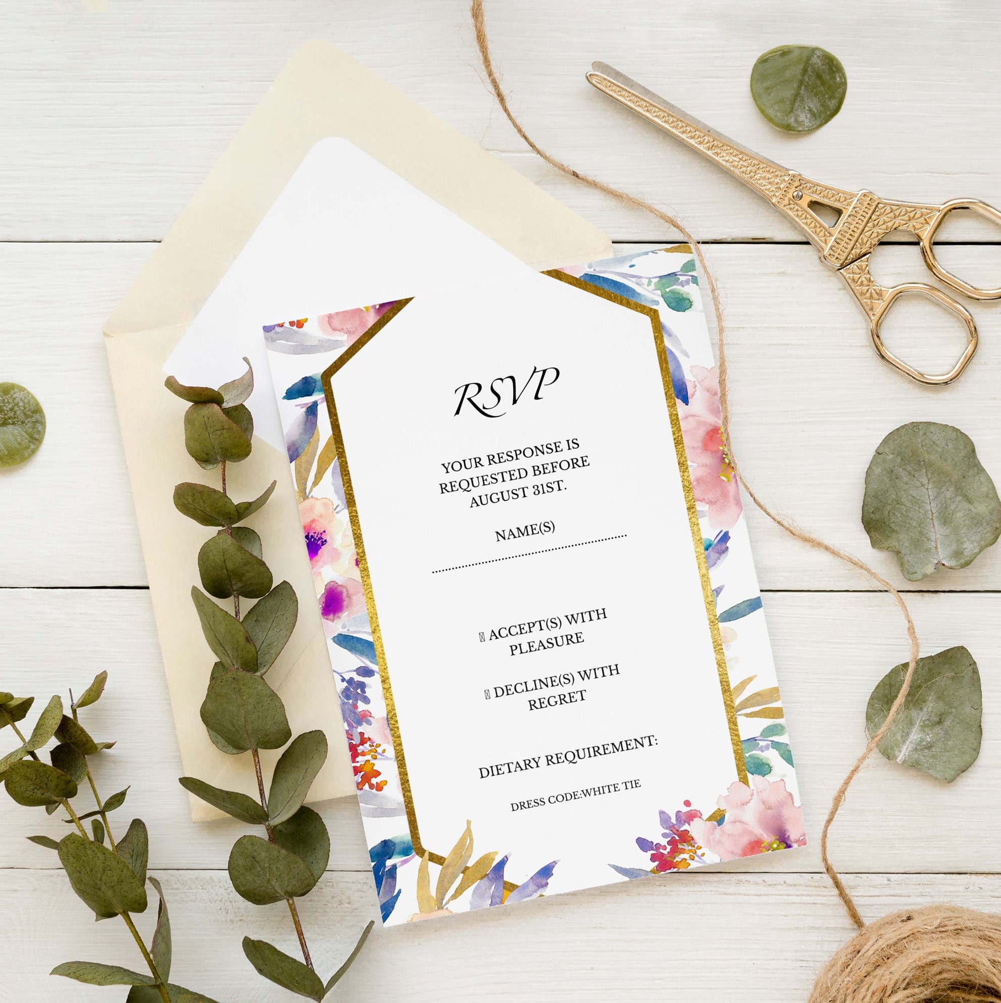Floral Wedding Invitation Template, Pink and Blue, Smartphone Ecard ...