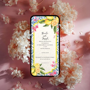 Amalfi Coast Wedding Invitation, Wedding Invitation Digital, Evitation Template, Wedding Ecard, iPhone Invitation, Smartphone Invite