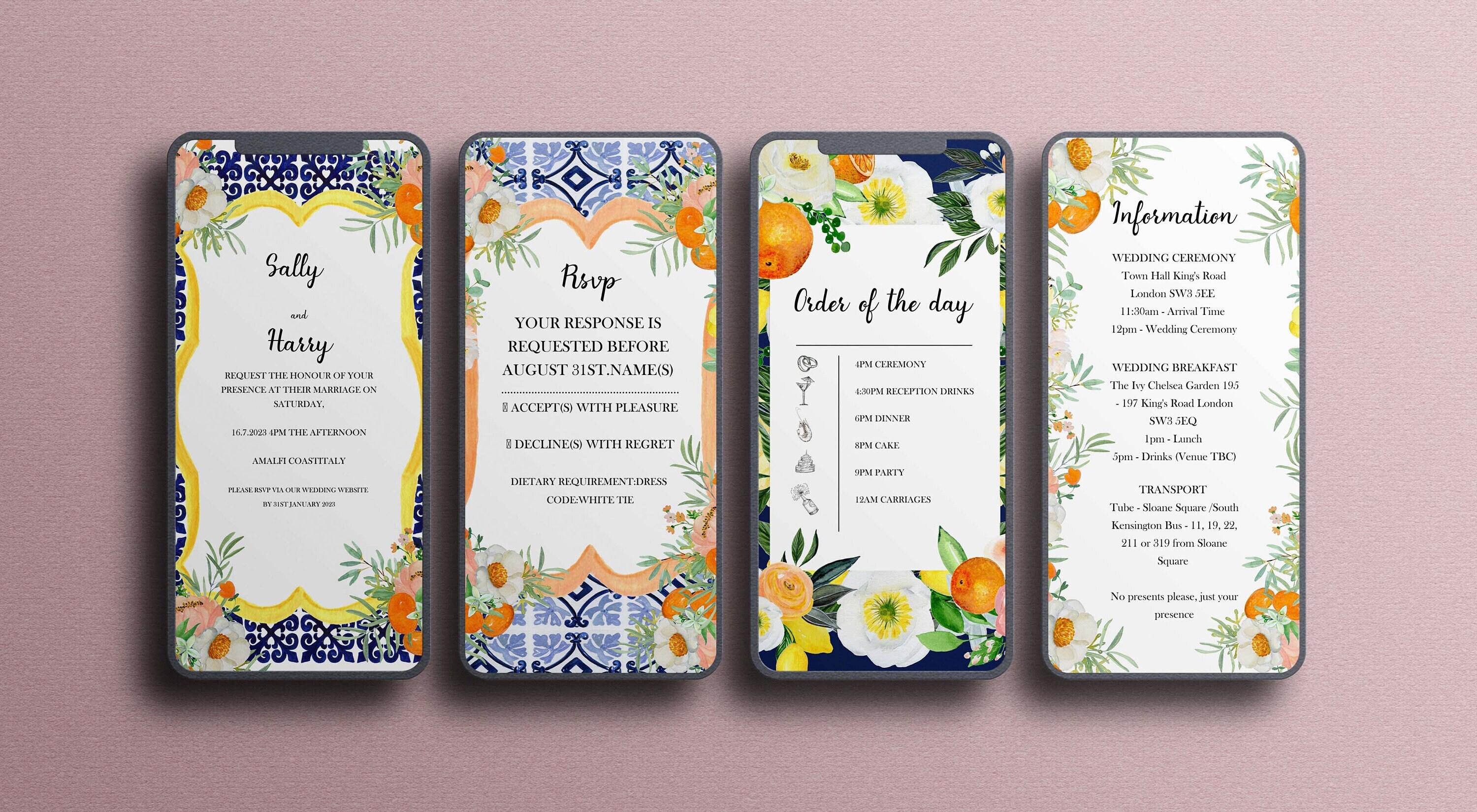 Floral Wedding Invitation Evite, Elegant Digital Template (instant ...