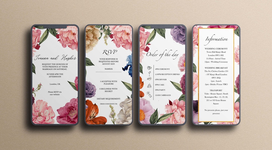 Floral Watercolor Wedding Evite Template, Elegant Ecard (digital ...