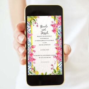Amalfikust bruiloft uitnodiging, bruiloft uitnodiging digitaal, uitnodiging sjabloon, bruiloft ecard, iPhone uitnodiging, smartphone uitnodigen
