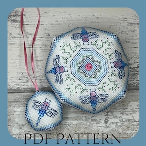 PDF-patroon - Biscornu/Scissor Fob - Libellen
