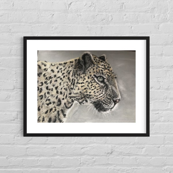 Leopard Soft Pastel Print | Framed Wall Art Decor | 20inch x 16inch | Giclee print | Hahnemühle German Etching