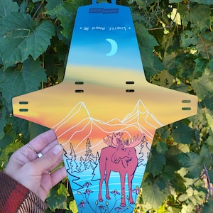XL Bike Fender - Moose Sunset - Durable Front Mountain Bike Fender - Long