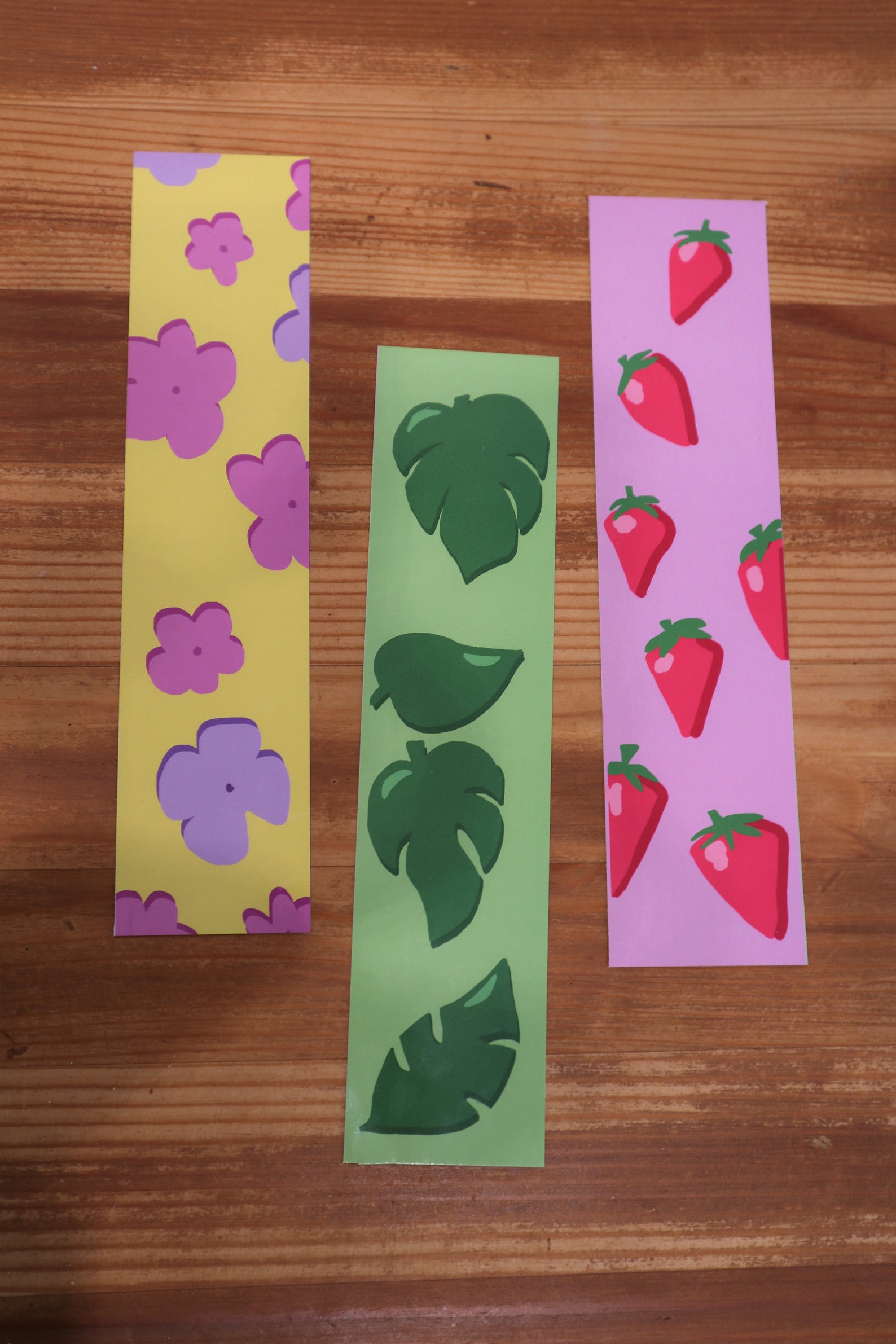 art print bookmarks graphic nature prints strawberry etsy