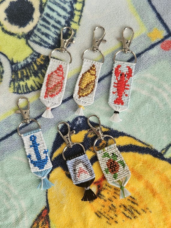 Hand-knotted Coastal Alpha Keychain Collection | Beach Bag Charm