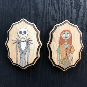 Jack and Sally Wooden Plaque Decor