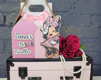 Personalized Minnie Mouse Favor Box, Birthday Party Decor