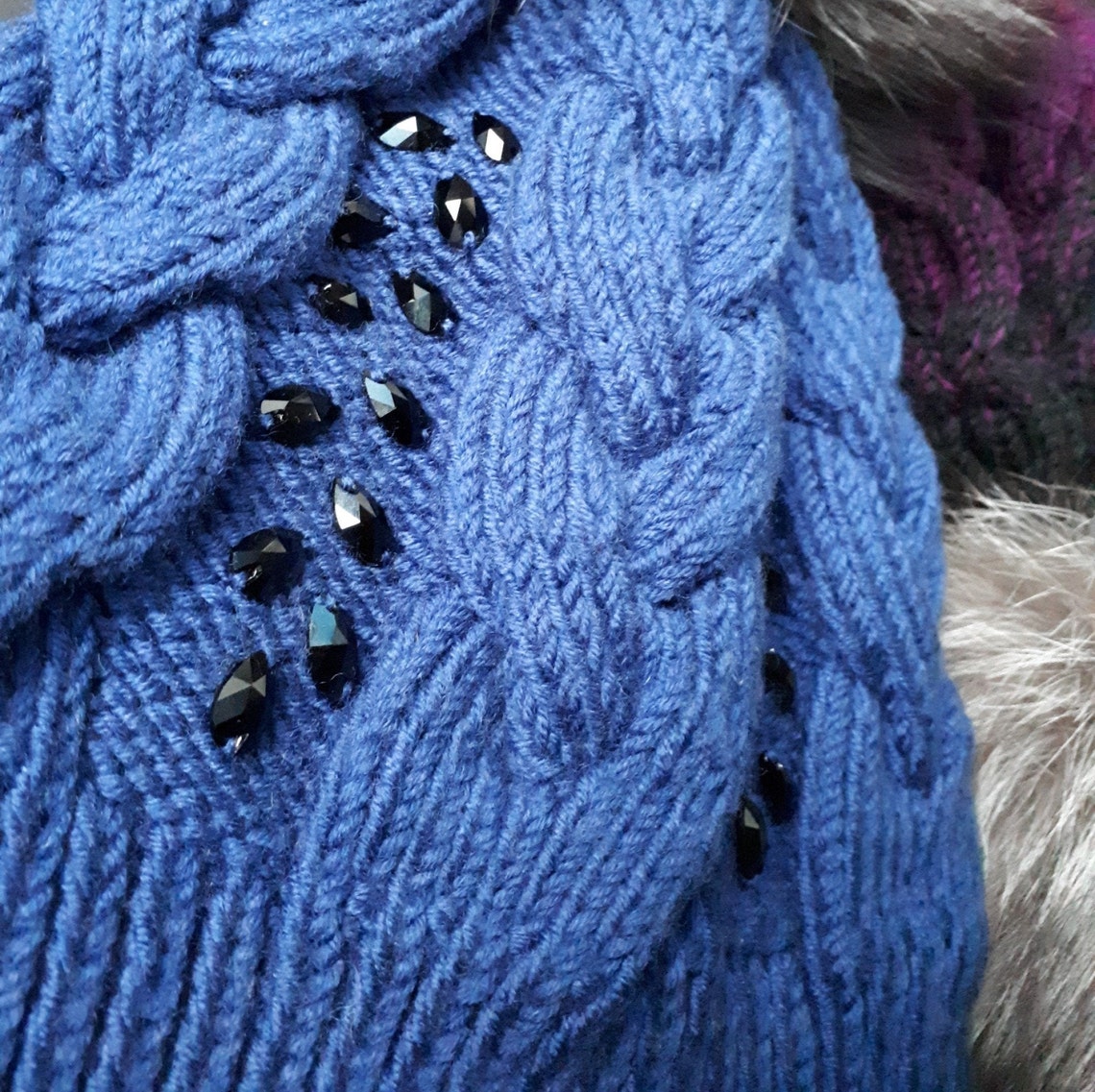 Blue winter hat women's winter hats pompom merino hat Etsy