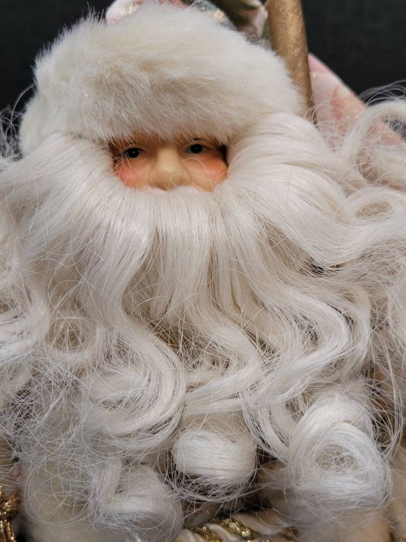 EXCEPTIONAL VINTAGE SANTA Tree Topper Santa Clause Gold Tapestry Robe