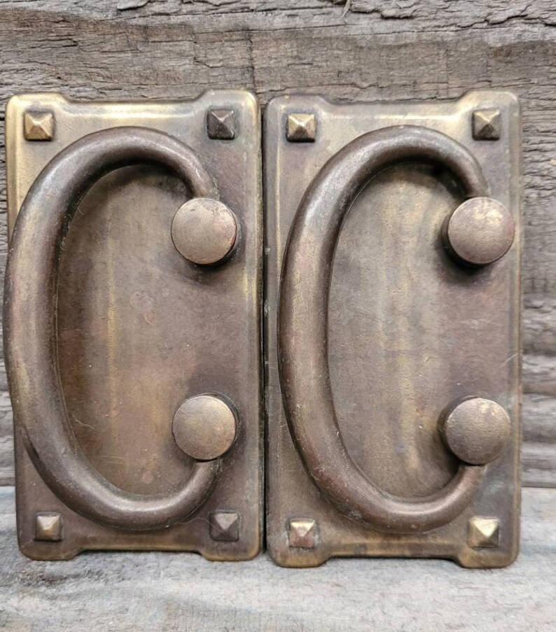 MISSION STYLE VINTAGE Solid Brass Drawer/ Chest Pulls. Set of Etsy