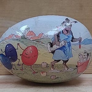Here Comes The Rabbit&gt;&gt;&gt;Vintage Easter Egg Paper Mache/German /Echt Erzgebirge Rabbit Painting Eggs
