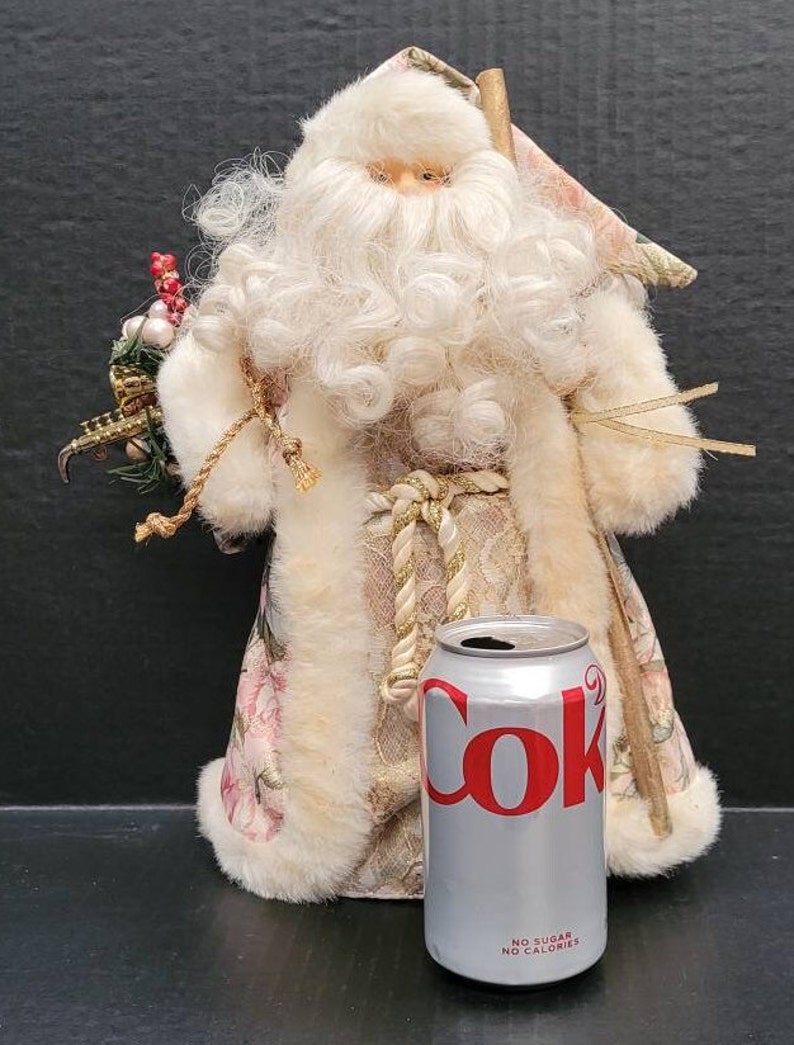 EXCEPTIONAL VINTAGE SANTA Tree Topper Santa Clause Gold Tapestry Robe
