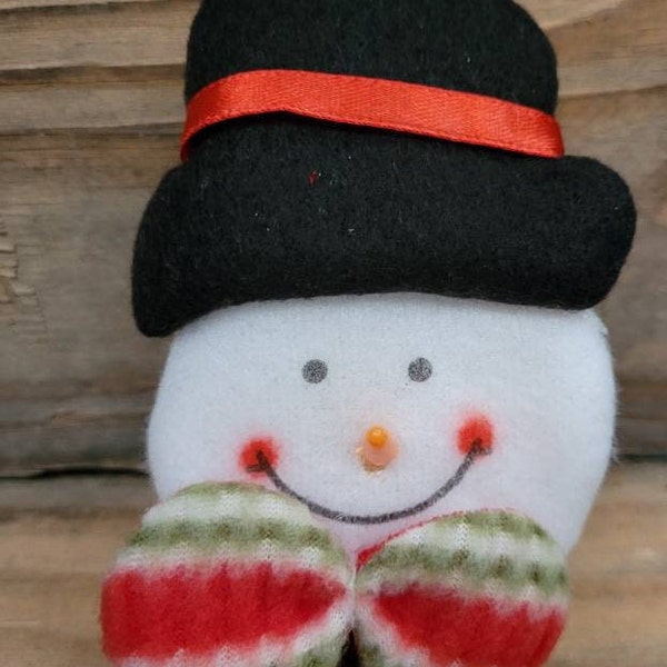 Vintage Handcrafted Snowman Set of 3 FINGER PUPPETS/Well Made/Imaginary play/