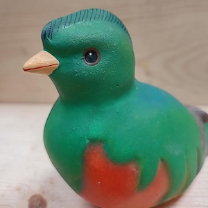 BIRD LOVERS Hand Painted Pottery/Ceramic Bird Signed Gloria O Dios~Costa Rica/ Small Figurine/Home Decor