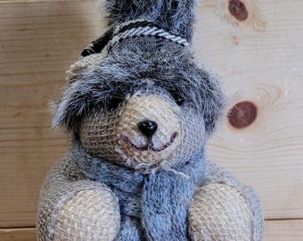 POLAR BEAR FIGURINE>Winter Decor>Raffia Styrofoam>Fun 10" Vintage Holiday Decor
