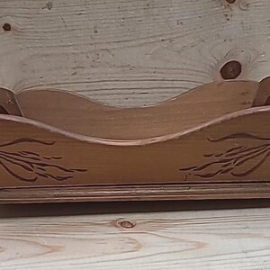 Vintage Fruit/Bread/Mail/Trinket Small Wood Box. Mid-Century Modern Medium Sized Basket/Carved on Side Taiwan