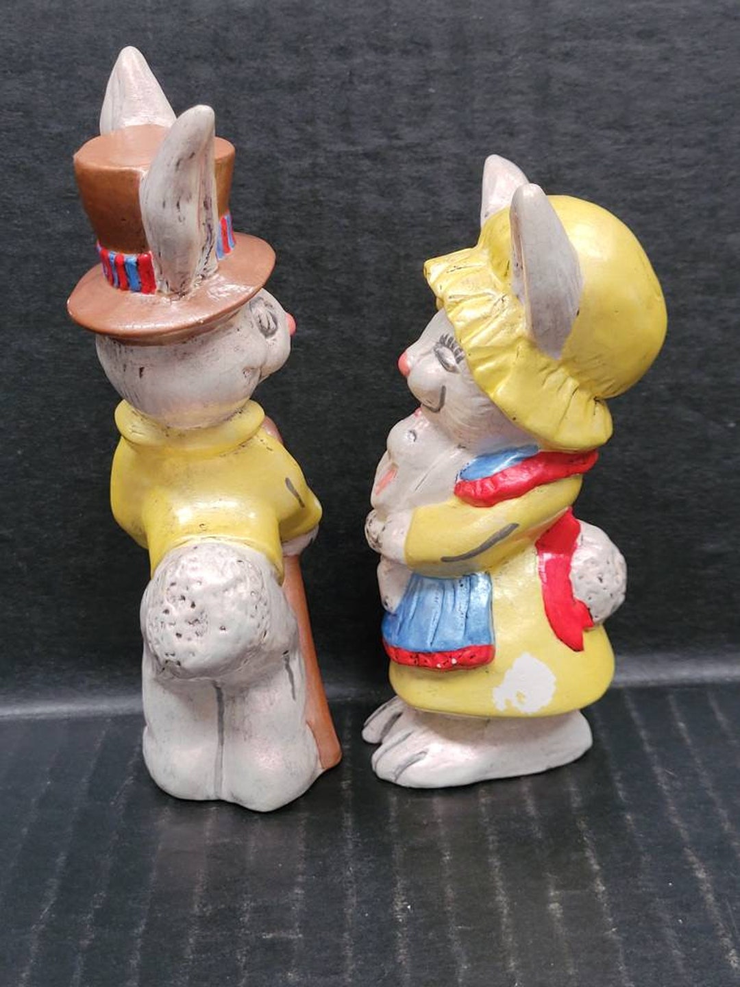 Collectible Ceramic Rabbitspair of Adorable Small Hand Painted Ceramic ...