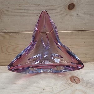 Italian Murano Sommerso Hand-Blown Glass (Purple/Pink) & Clear Triangle&gt;Home Decor&gt;Candy Dish&gt;Special Gift