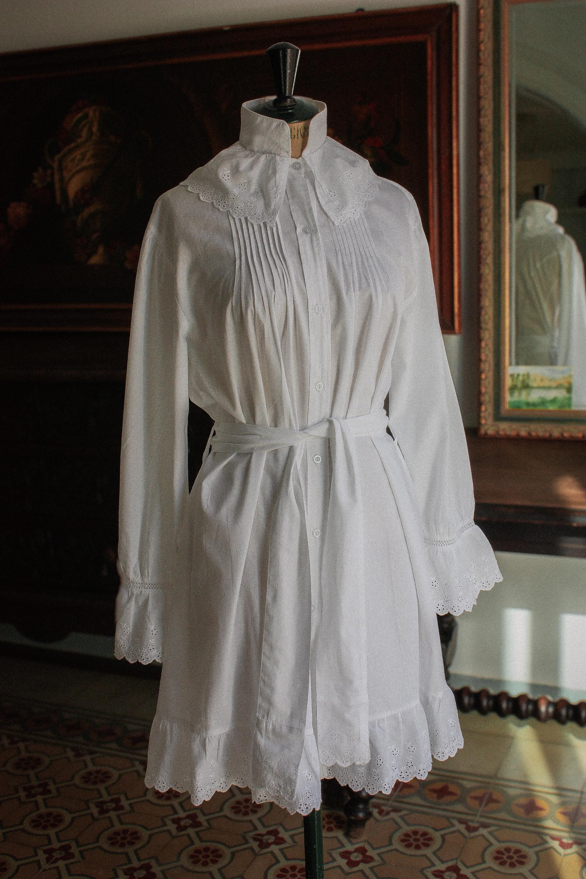 Victorian Cotton Nightgown, Broderie Anglaise Mini Dress, Edwardian ...