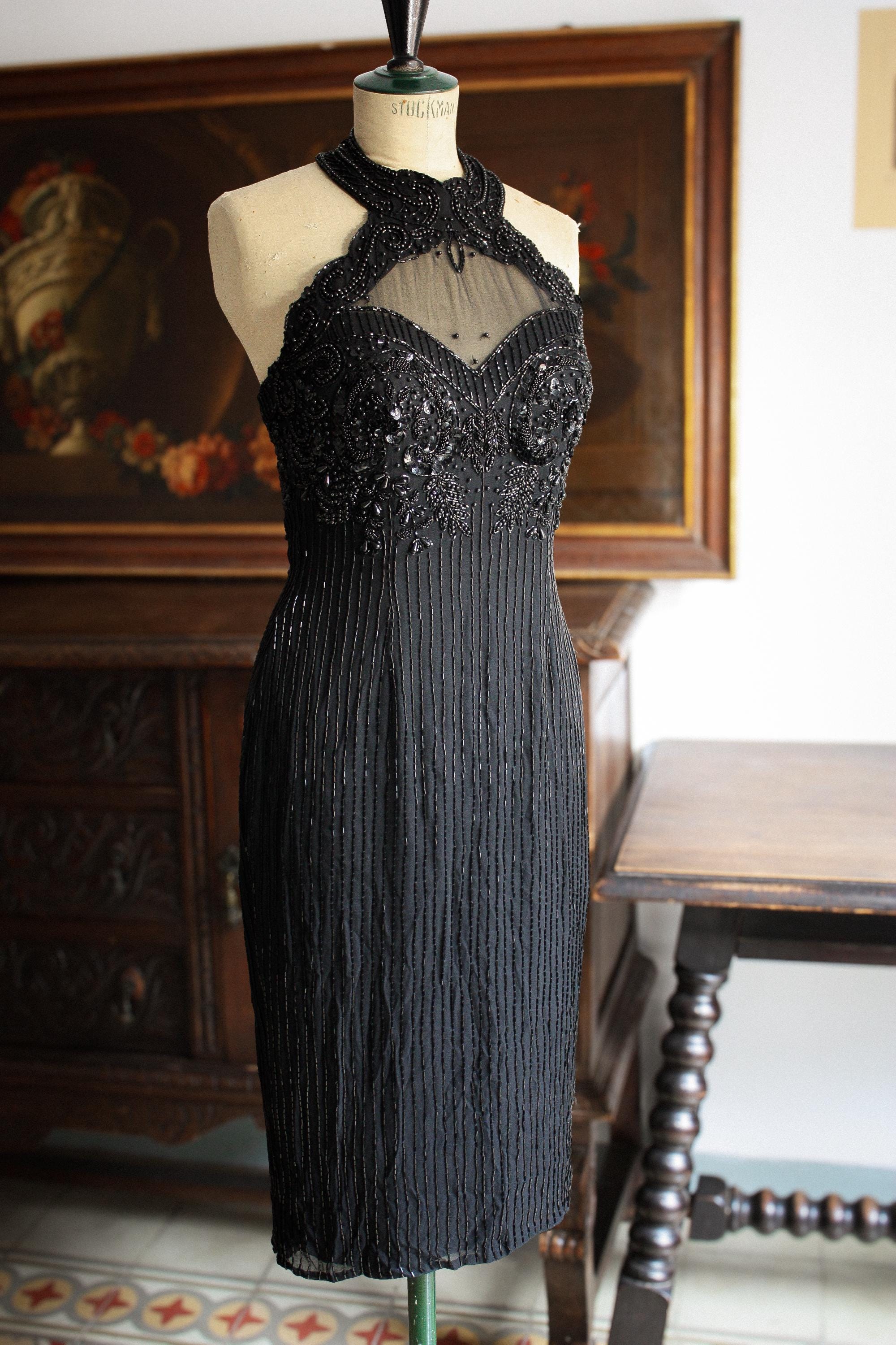 black beaded halter dress Ilta Sequinned and Beaded Halter-neck Maxi Dress