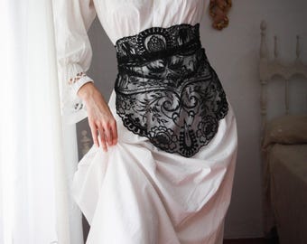 Antique 1900s Nightgown with Reform Dress Pleats, Edwardian Bobbin Lace Dress, Bishop Sleeves Lingerie
