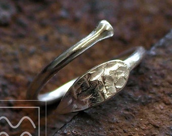 Hammered Sterling Silver Leaf Adjustable Wrap Ring