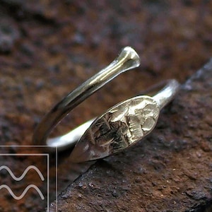Hammered Sterling Silver Leaf Adjustable Wrap Ring
